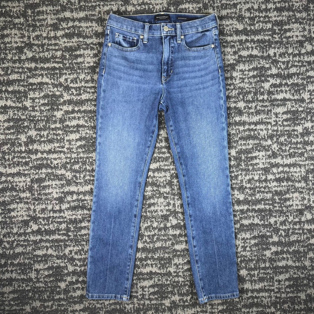 Banana Republic High Rise Slim Jeans Womens 27 Blue Premium Denim Stretch